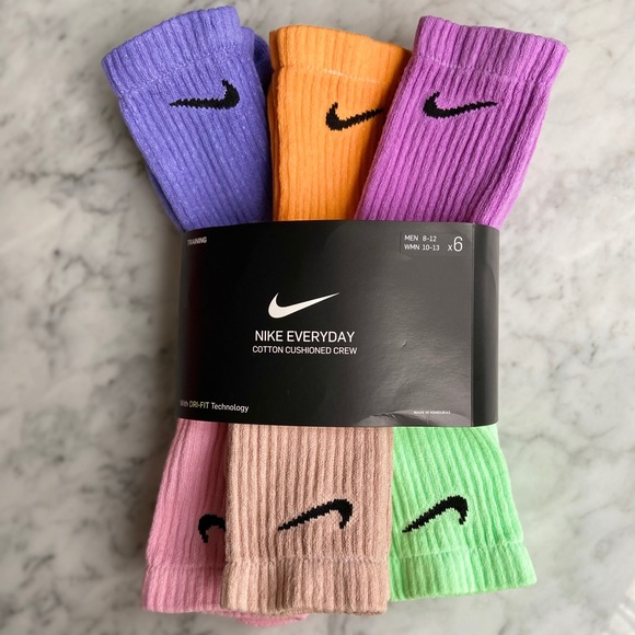 NIKE MULTI COLORED SOCKS 6PACK - Picture 1 of 3